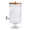 Hello Honey 8-Quart Cut Glass Beverage Dispenser with Plastic Spout and Acacia Wood Lid, Silver Color and Natural